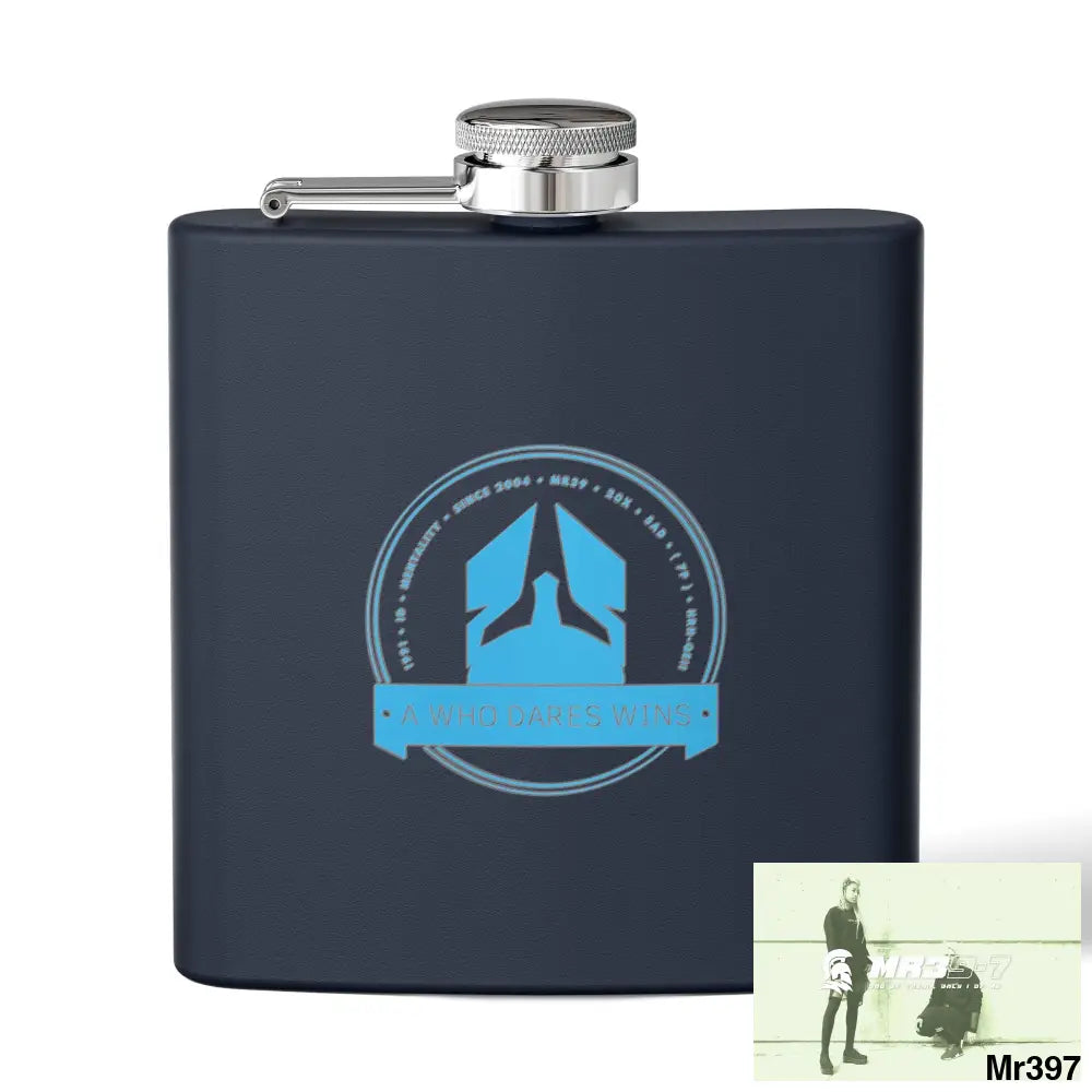 A1 Who Dares Wins Stylish Stainless Steel Flask for Tea/ Coffee Lovers - 6oz Personalized Gift 6oz / Navy Mug