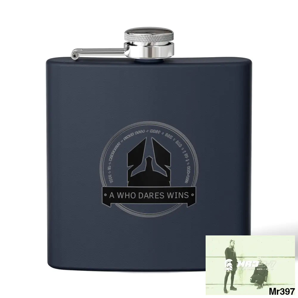 A1 Who Dares Wins Stylish Stainless Steel Flask for Tea/ Coffee Lovers - 6oz Personalized Gift 6oz / Navy Mug