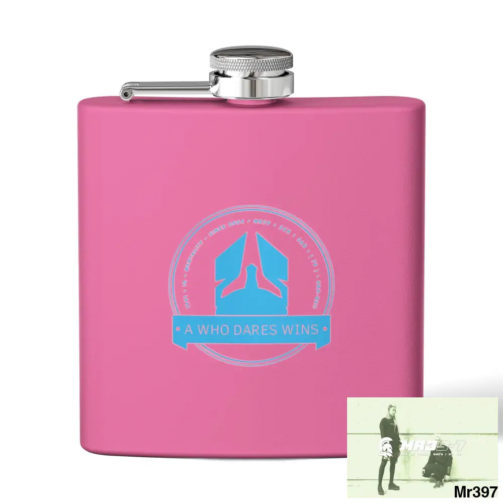 A1 Who Dares Wins Stylish Stainless Steel Flask for Tea/ Coffee Lovers - 6oz Personalized Gift 6oz / Pink Mug