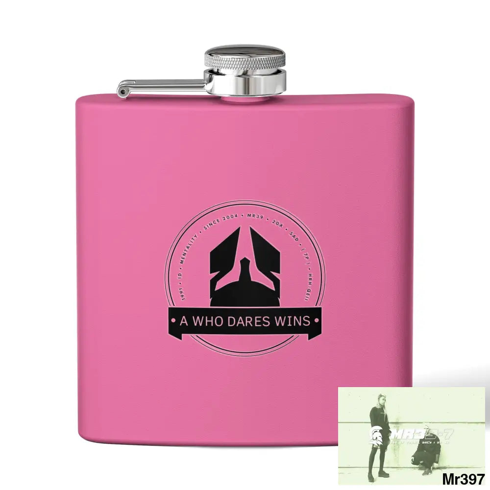 A1 Who Dares Wins Stylish Stainless Steel Flask for Tea/ Coffee Lovers - 6oz Personalized Gift 6oz / Pink Mug