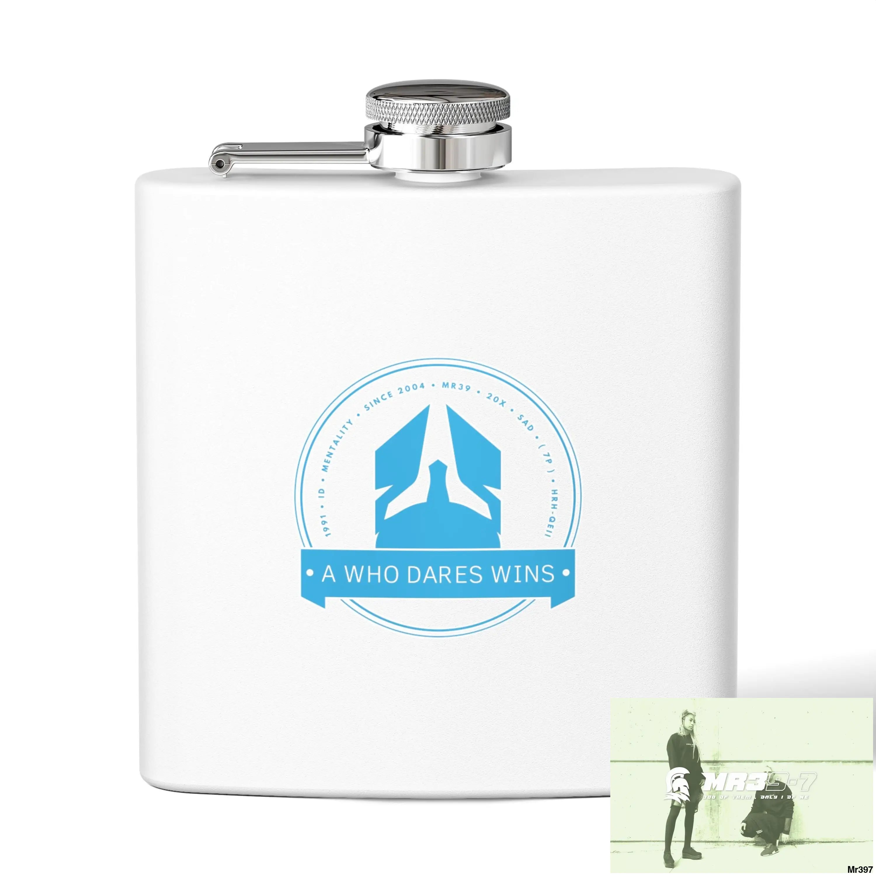 A1 Who Dares Wins Stylish Stainless Steel Flask for Tea/ Coffee Lovers - 6oz Personalized Gift 6oz / White Mug