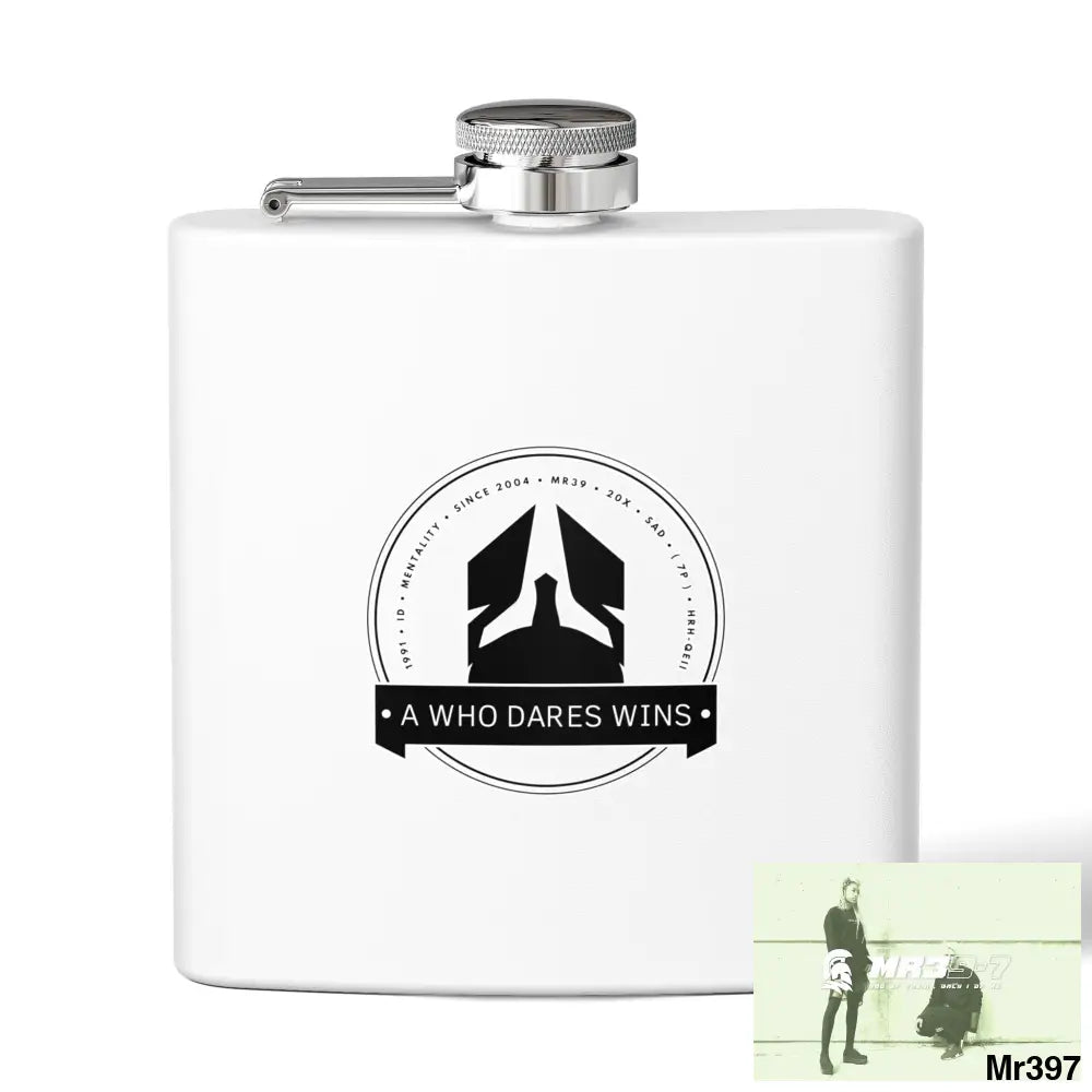 A1 Who Dares Wins Stylish Stainless Steel Flask for Tea/ Coffee Lovers - 6oz Personalized Gift 6oz / White Mug