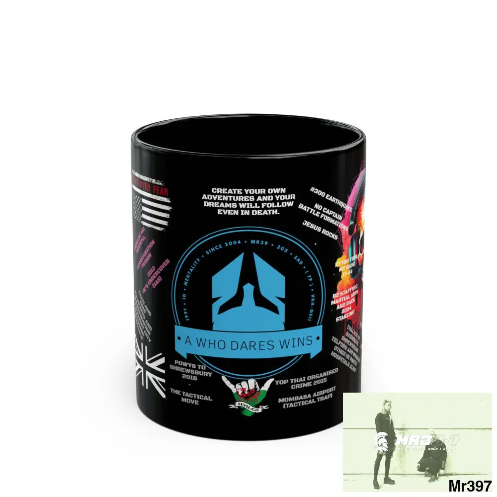 A1 Who Dares Wins Tactical 11oz Black Mug GB / Thailand/ Bermo /UK/KenyaThai Link up MH Assassination X-City Mental