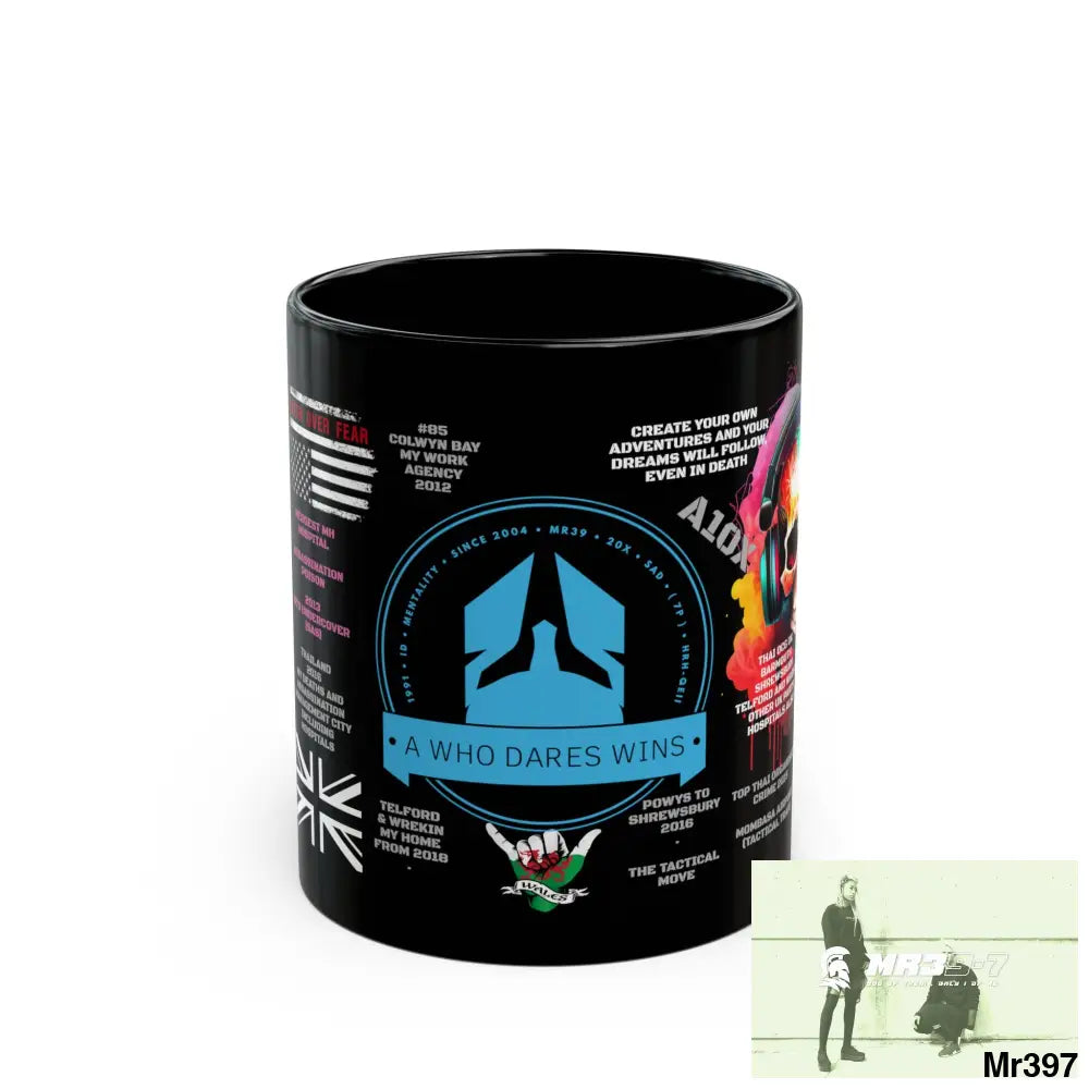 A1 Who Dares Wins Tactical 11oz Black Mug GB / Thailand/ Bermo /UK/KenyaThai Link up MH Assassination X-City Mental