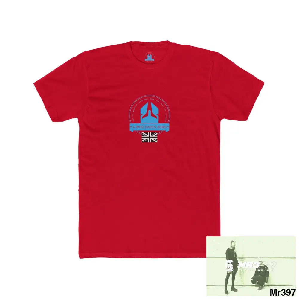 A1 Who Dares Wins Tactical GB 2012 My Work Colwyn Bay. to and from! Men’s Cotton Crew Tee Solid Red / XS T-Shirt