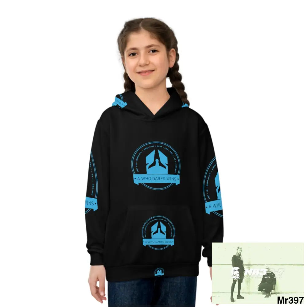 A1 Who Dares Wins with Tactical inside hood A1 Who dares Wins Mentality -. Children’s Hoodie (AOP) All Over Prints