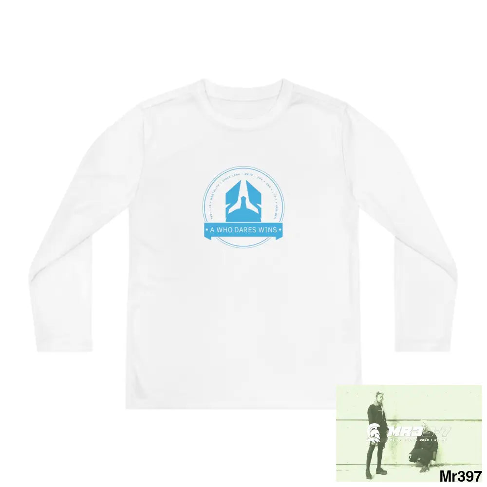 A1 Who Dares Wins Youth Long Sleeve Competitor Tee White / S Kids clothes