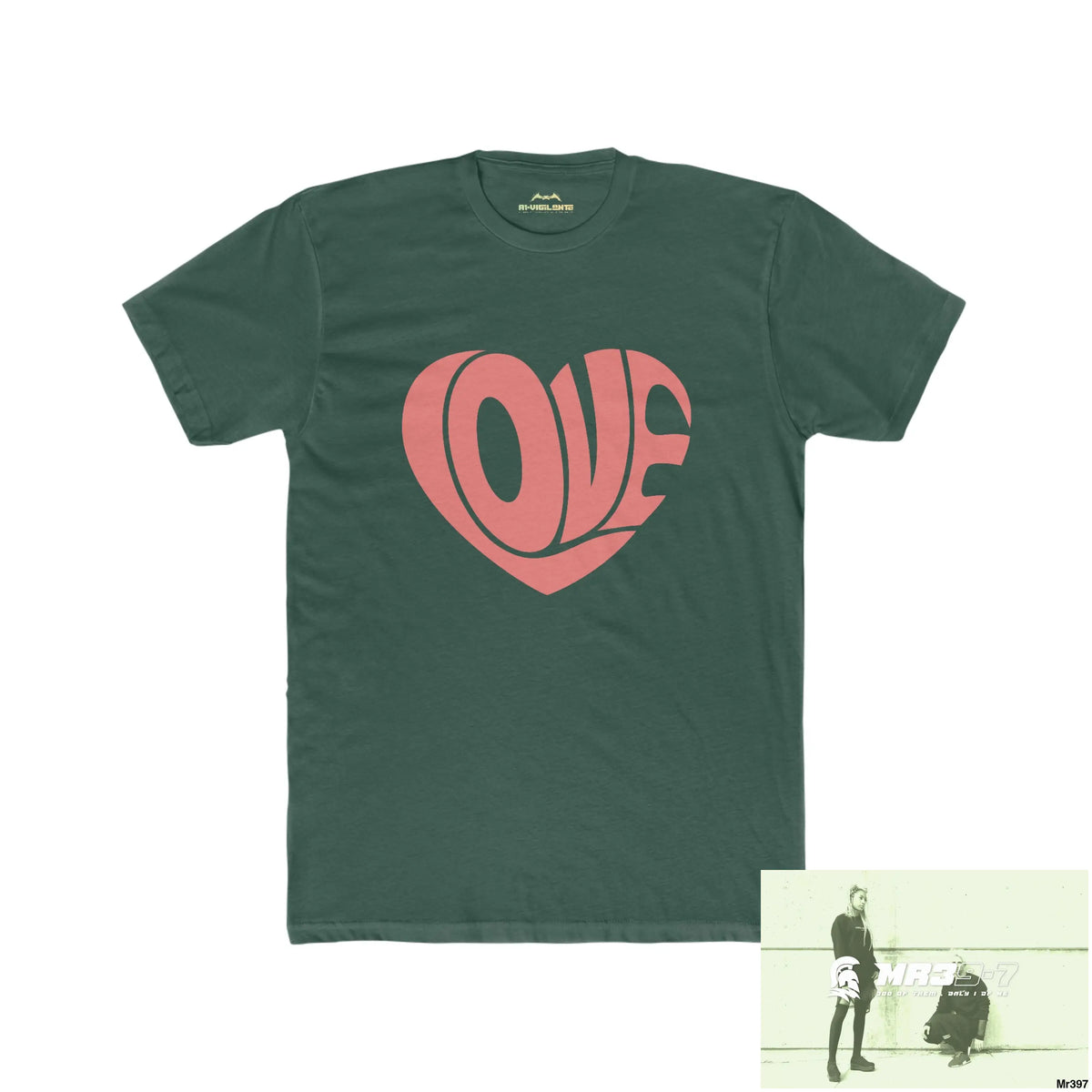 A1Vigilante Tactical Love Men’s Cotton Crew Tee Solid Forest Green / S T-Shirt