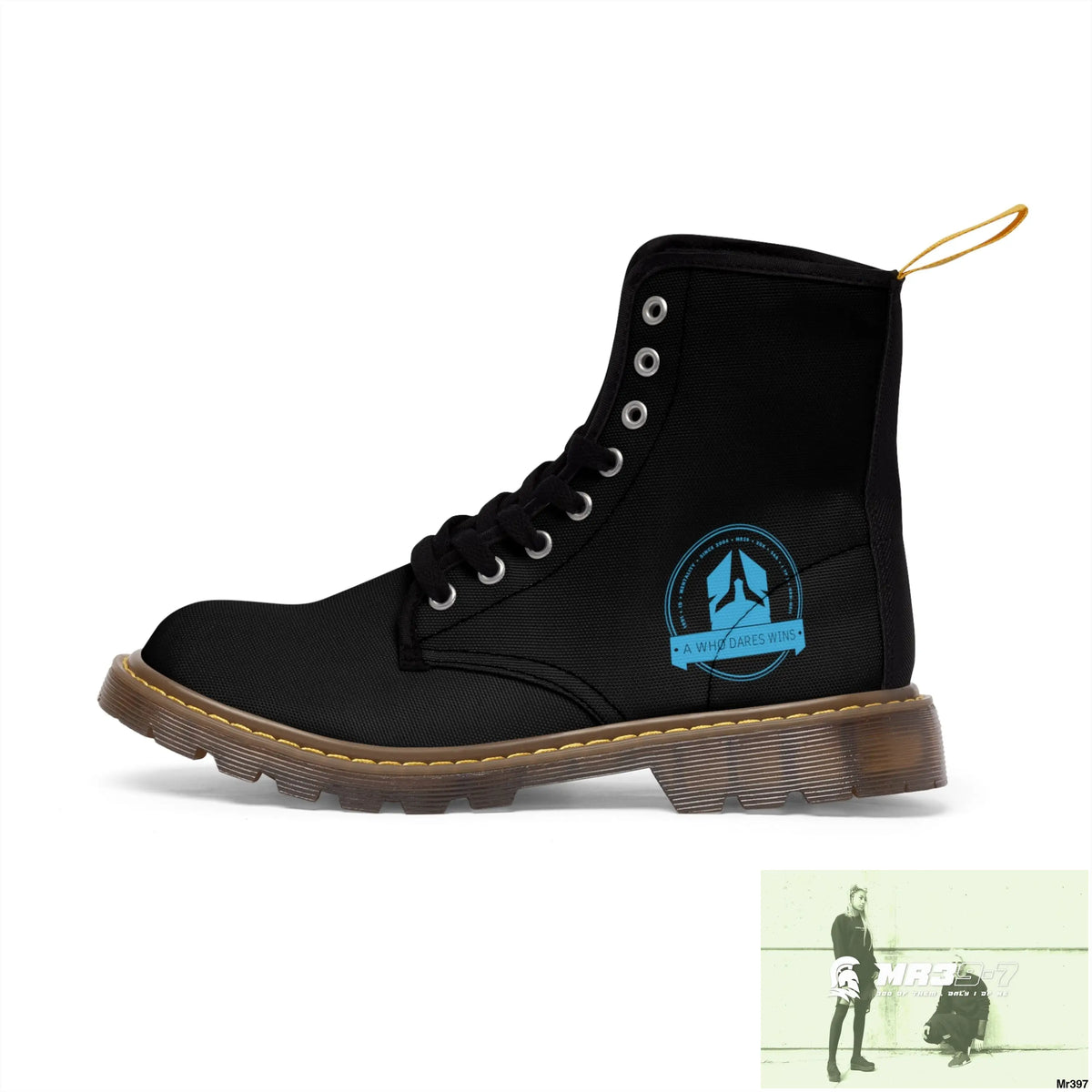A1Who Dares Wins Black Canvas Boots Shoes