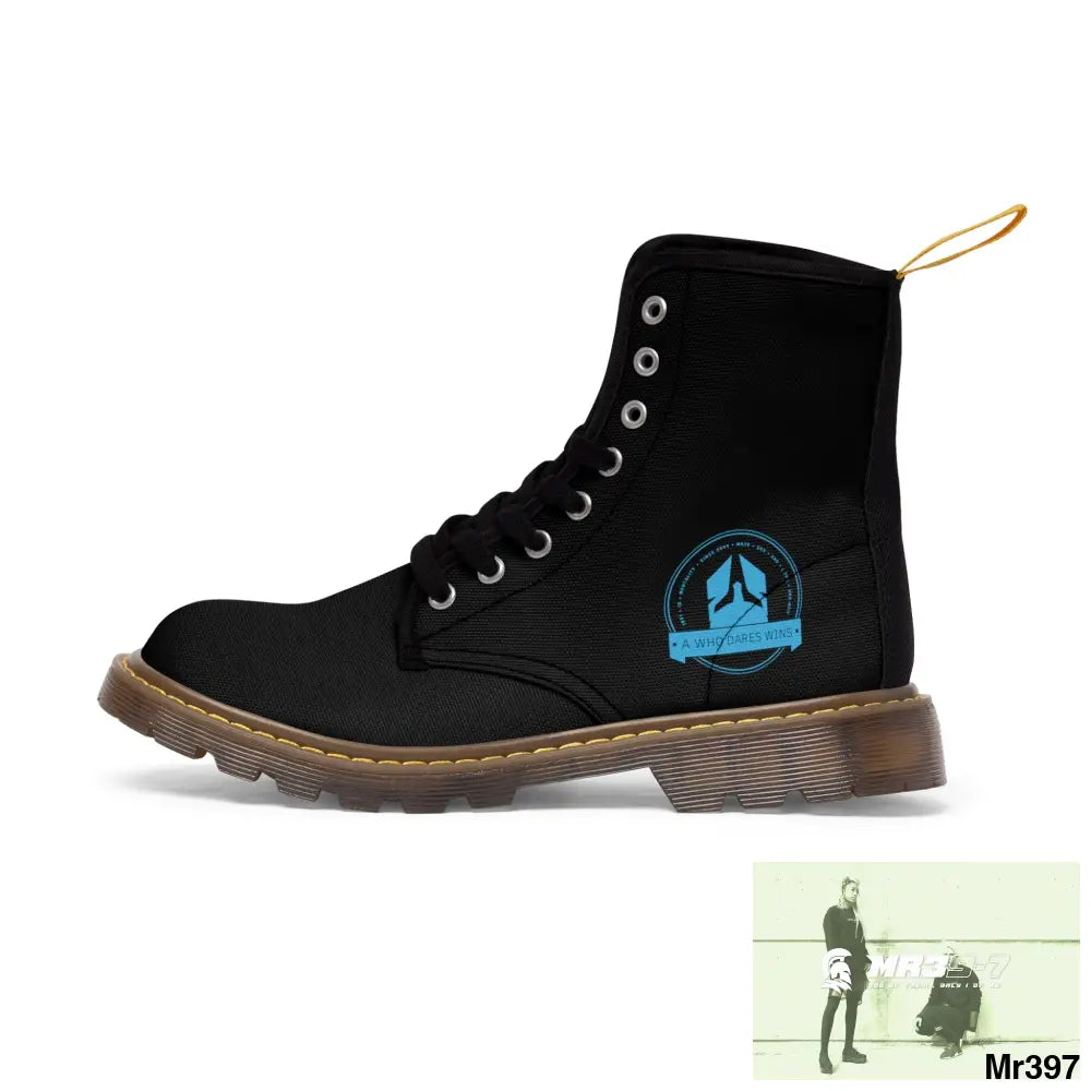 A1Who Dares Wins Black Canvas Boots Shoes