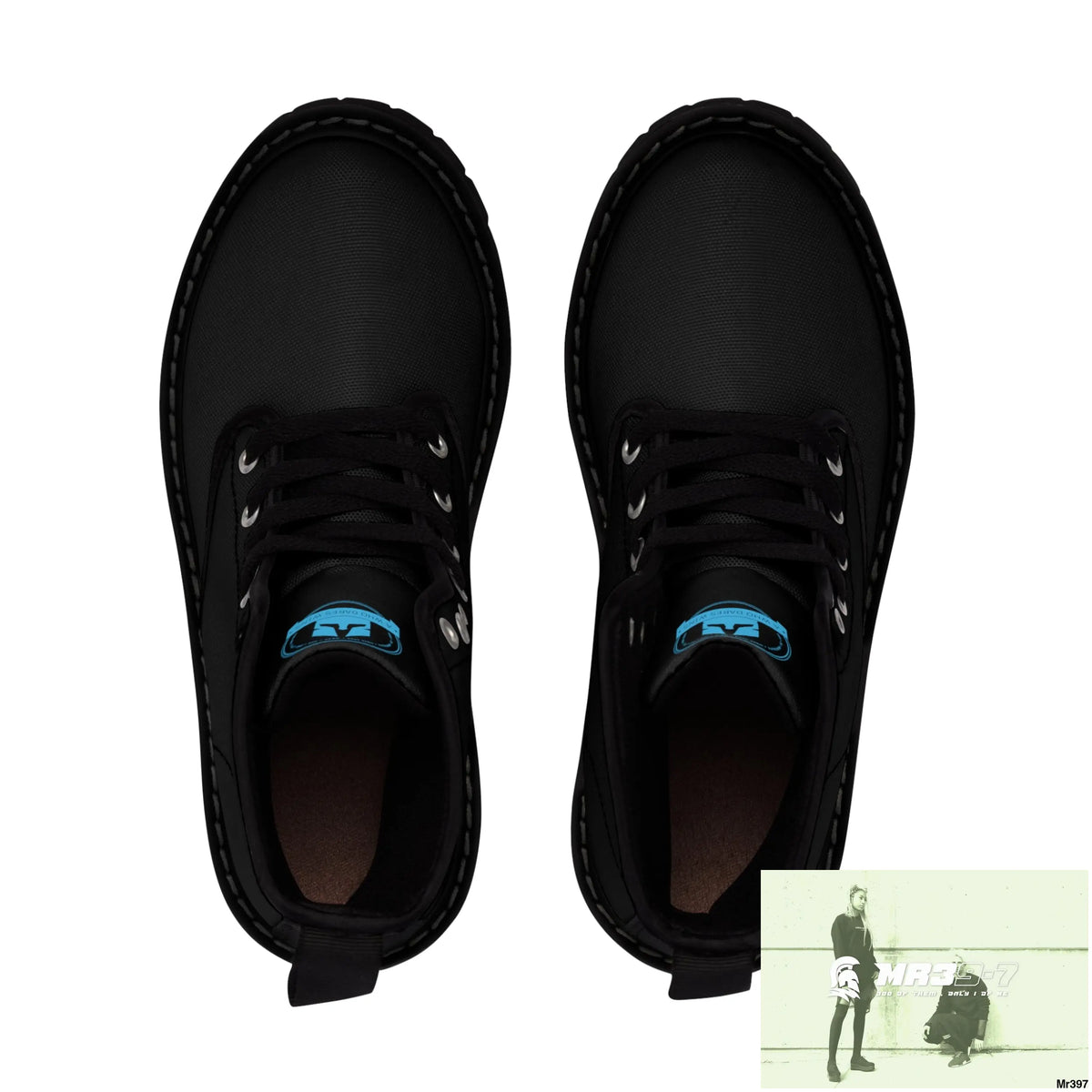 A1Who Dares Wins Black Canvas Boots Shoes