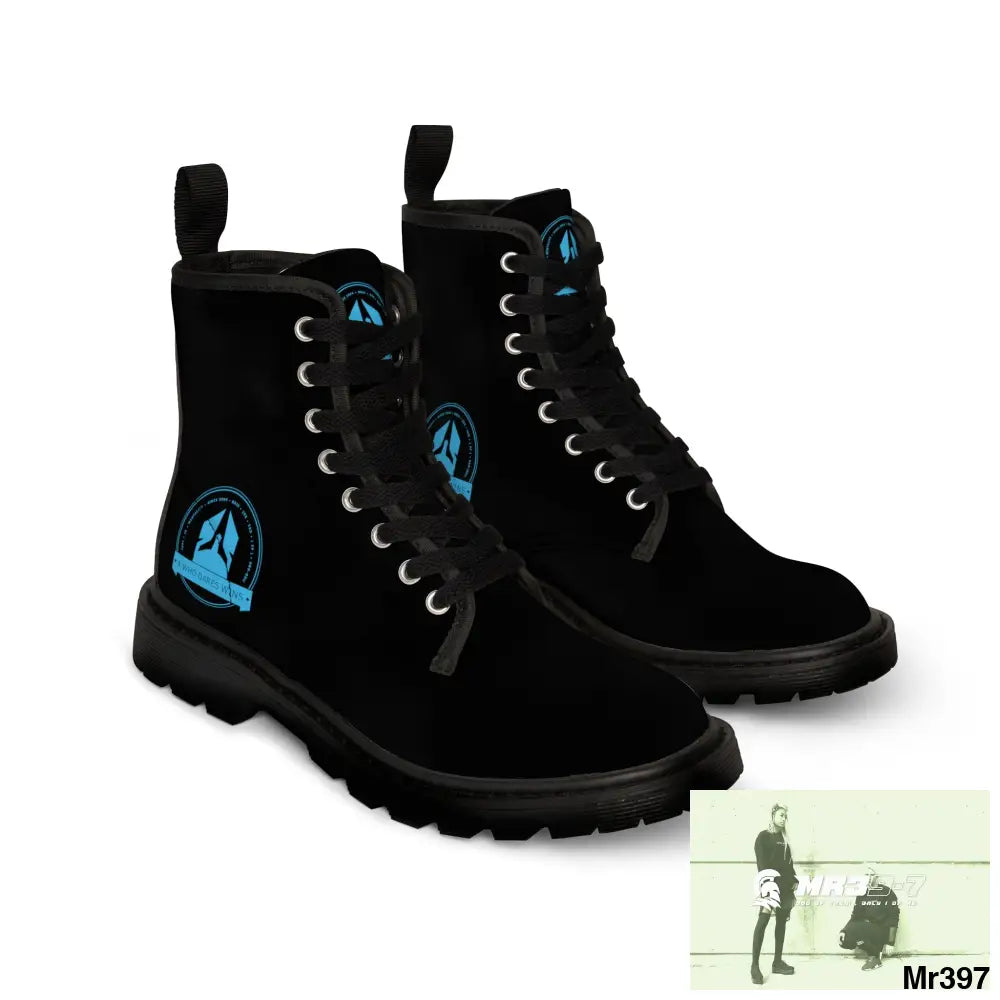 A1Who Dares Wins Black Canvas Boots Shoes