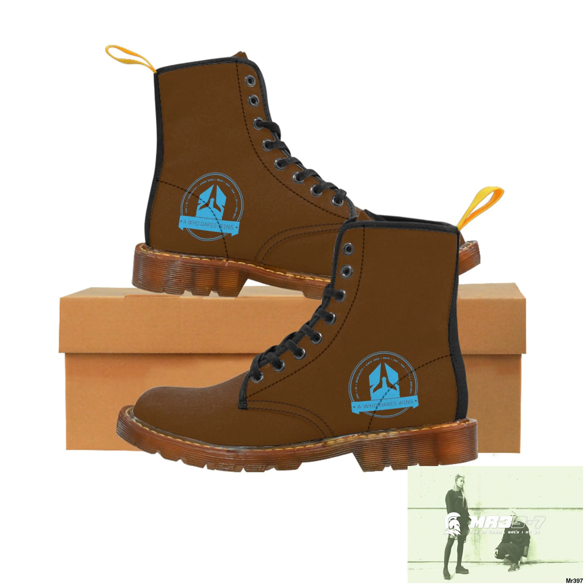 A1Who Dares Wins Black Canvas Boots Shoes
