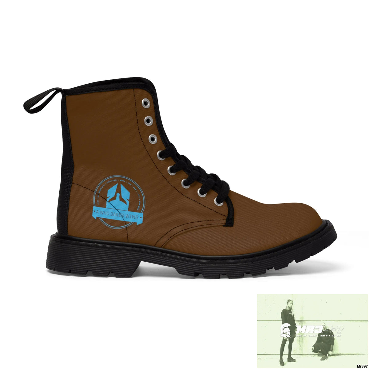 A1Who Dares Wins Black Canvas Boots Shoes