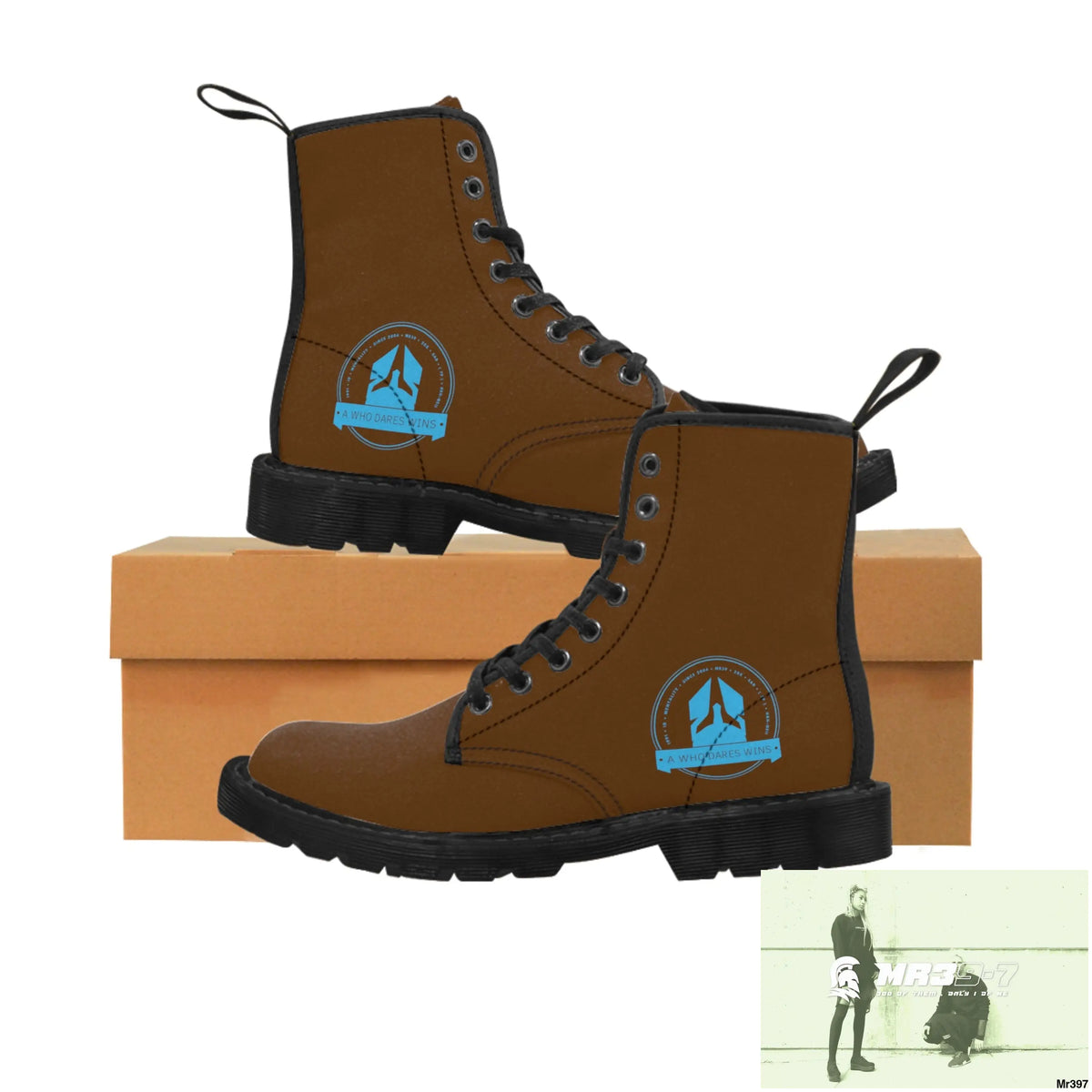 A1Who Dares Wins Black Canvas Boots Shoes