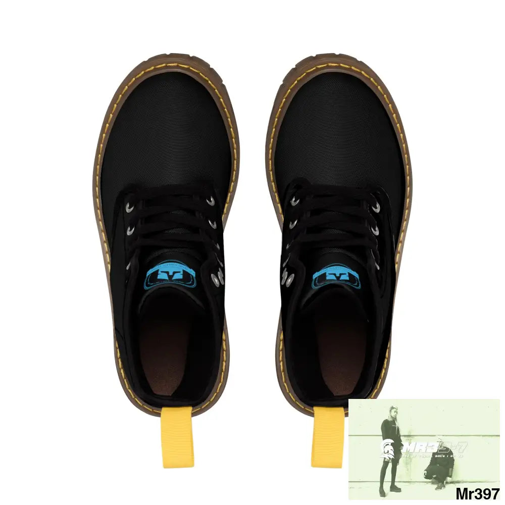 A1Who Dares Wins Black Canvas Boots Shoes