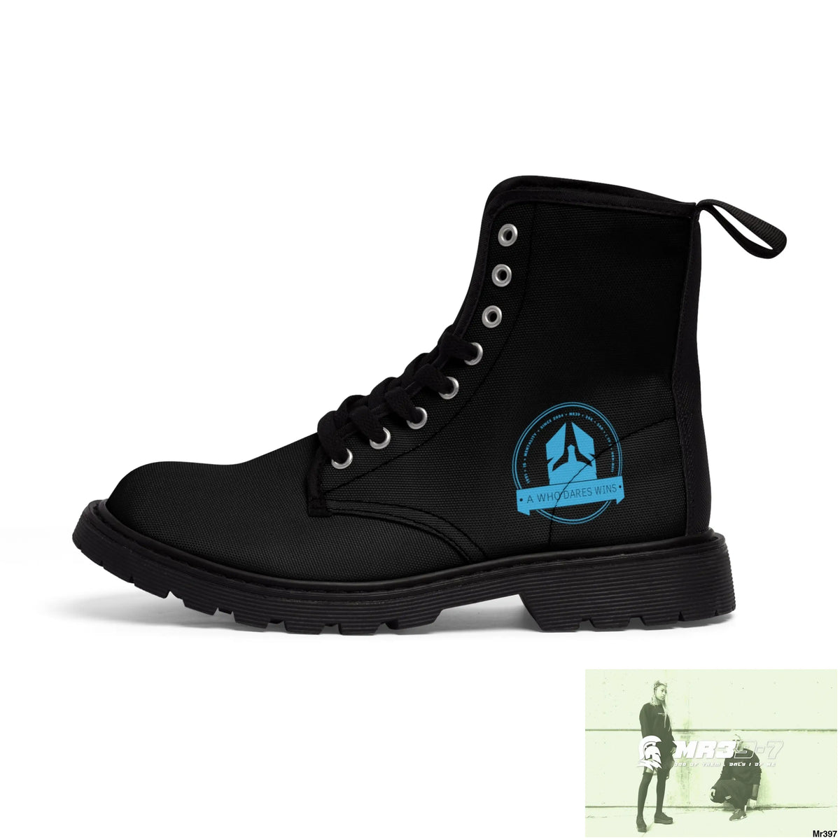 A1Who Dares Wins Black Canvas Boots Shoes