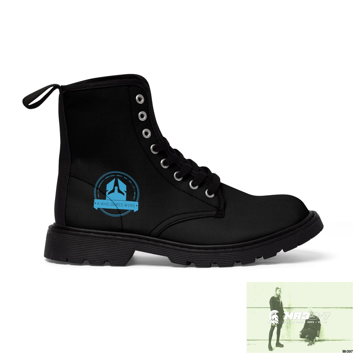 A1Who Dares Wins Black Canvas Boots Shoes