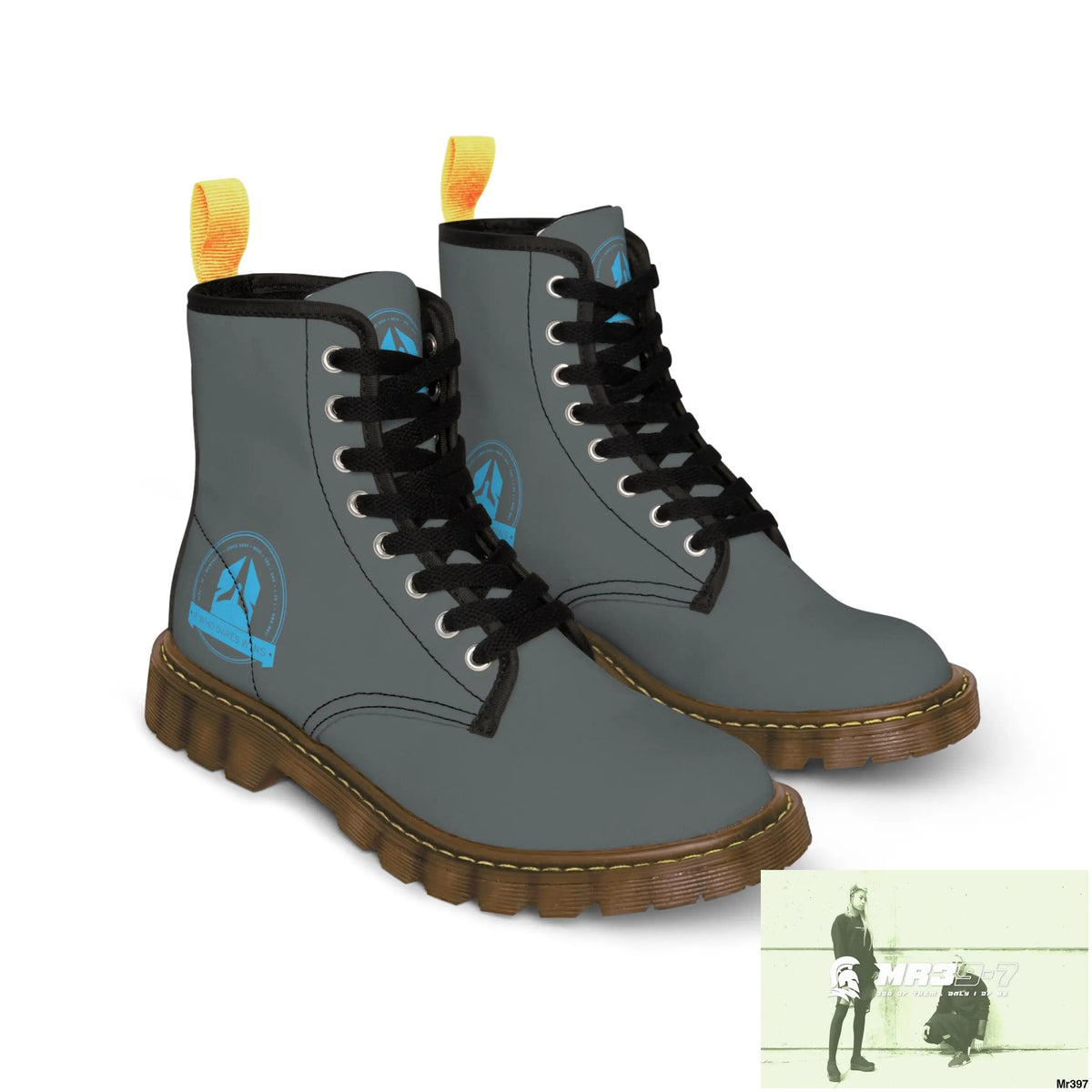 A1Who Dares Wins Dark Grey Canvas Boots Shoes
