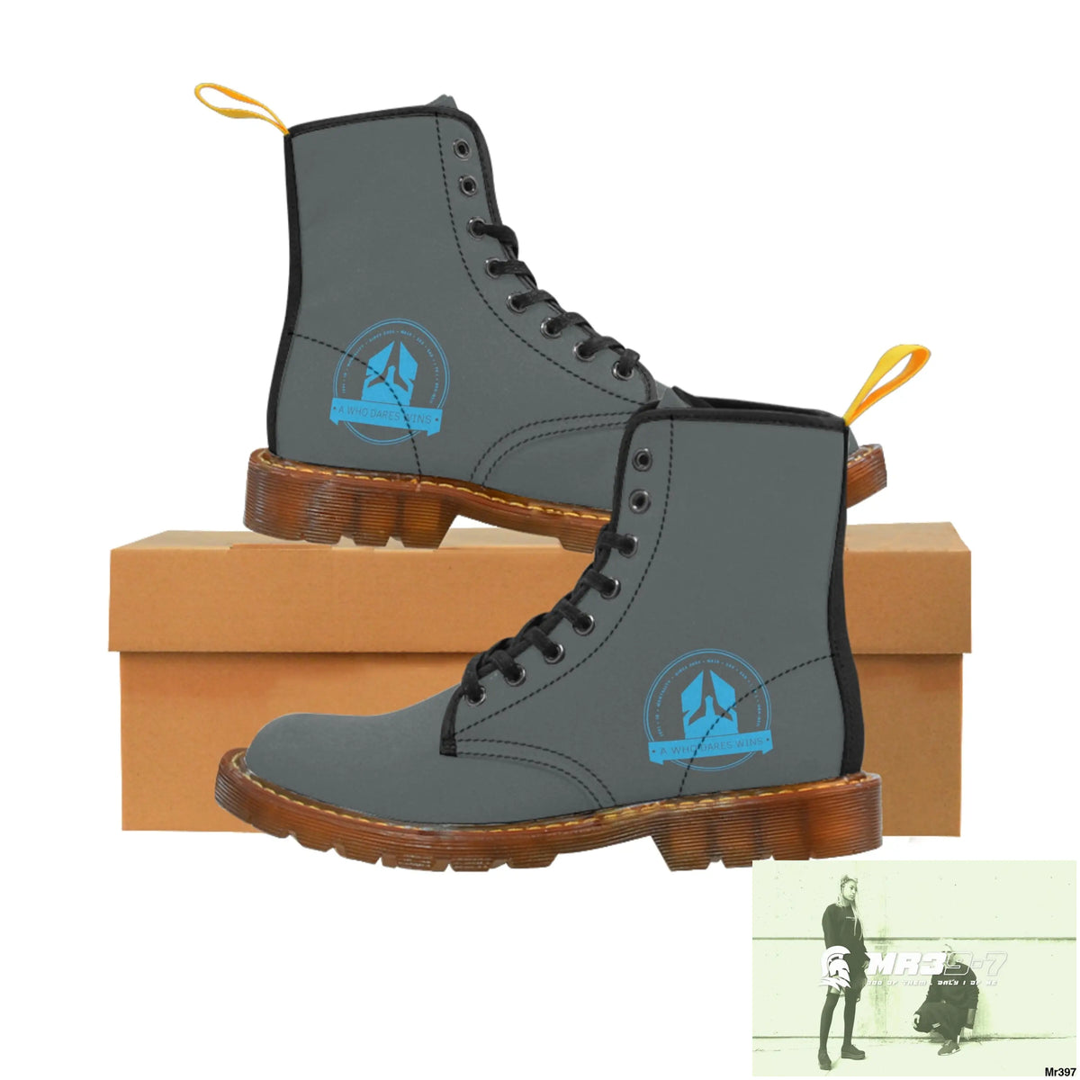 A1Who Dares Wins Dark Grey Canvas Boots Shoes