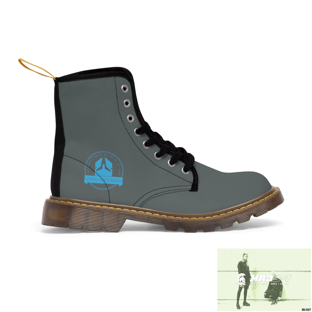 A1Who Dares Wins Dark Grey Canvas Boots US 7 / Brown sole Shoes