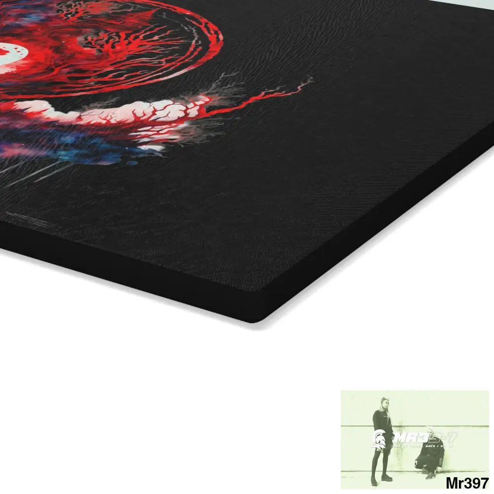 Abstract Yin Yang Symbol in Red and Black Cutting Board Home Decor