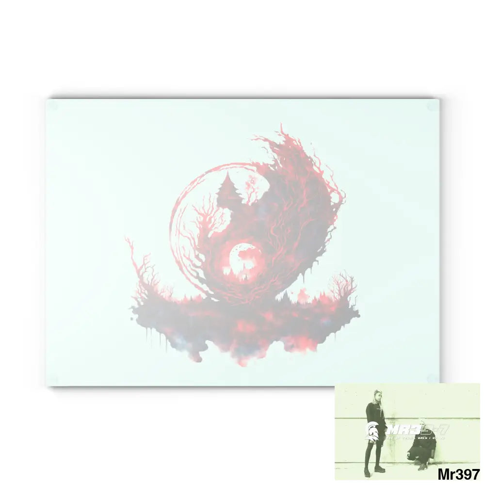 Abstract Yin Yang Symbol in Red and Black Cutting Board Home Decor