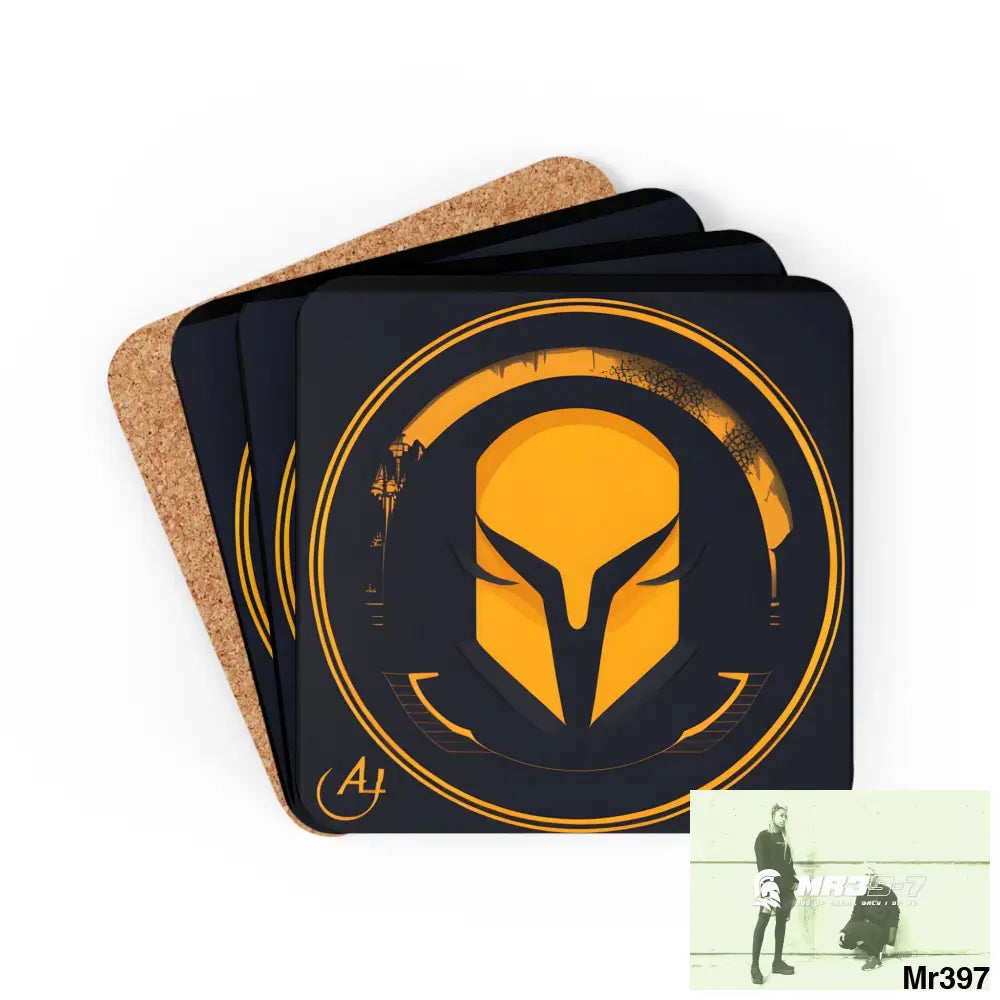 AI Sparta theme Corkwood Coaster Set Cork / 3.75’’ × 3.75’’ / Square Home Decor