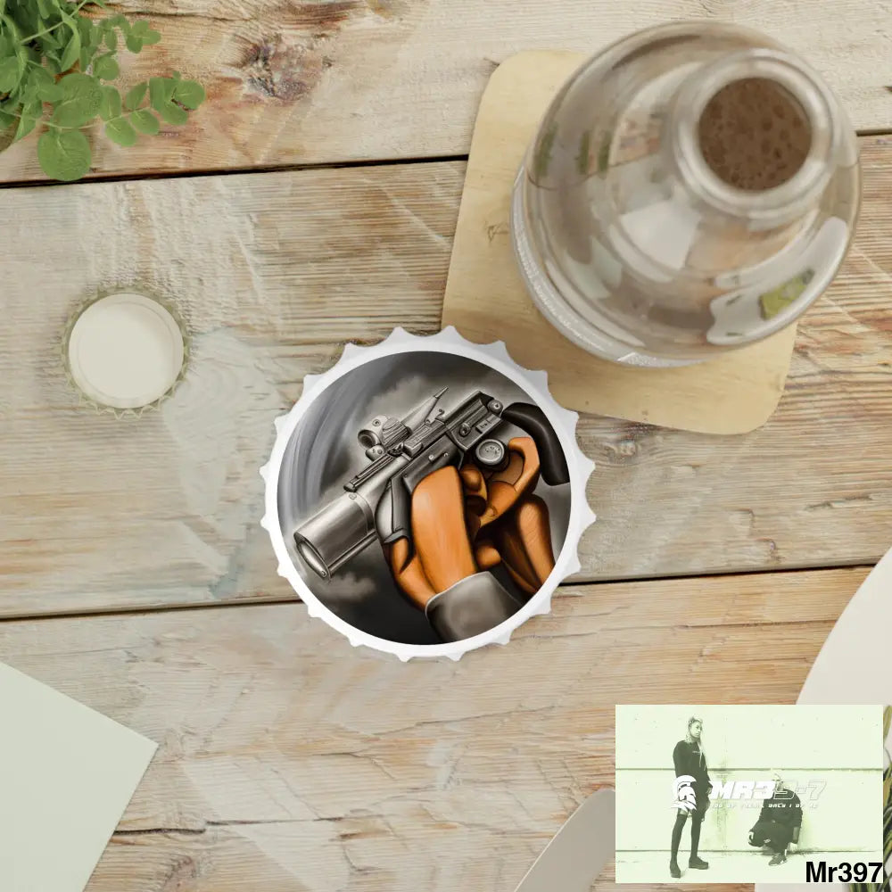 AI themed Threat Magnetic Bottle Opener One size / White Accessories