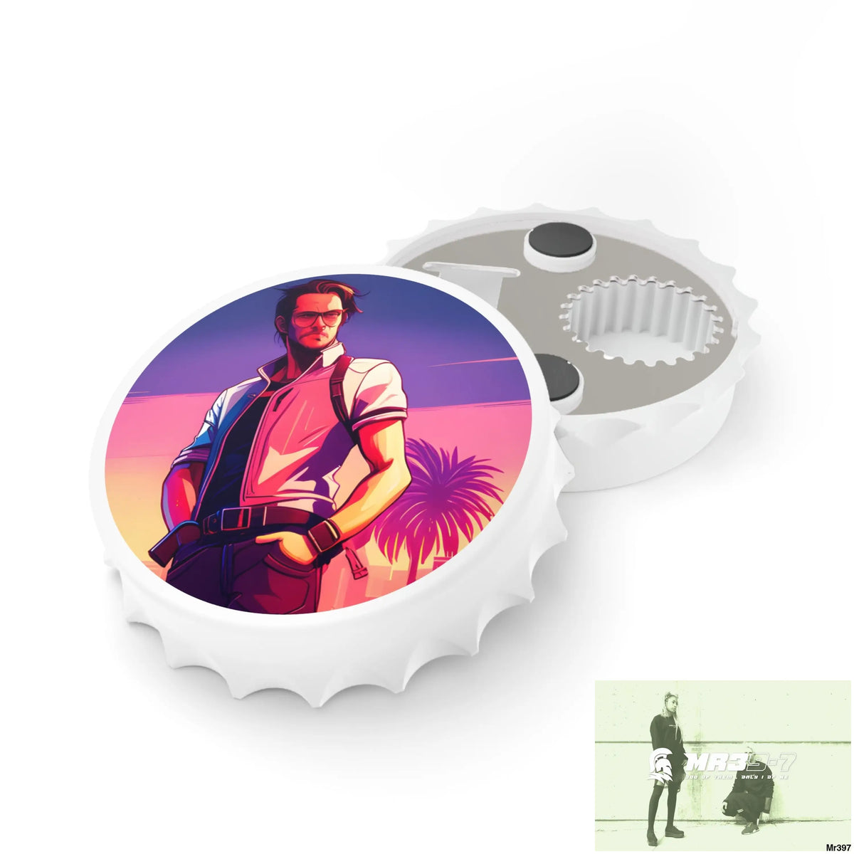 AI•Vice Themed Magnetic Bottle Opener One size / White Accessories
