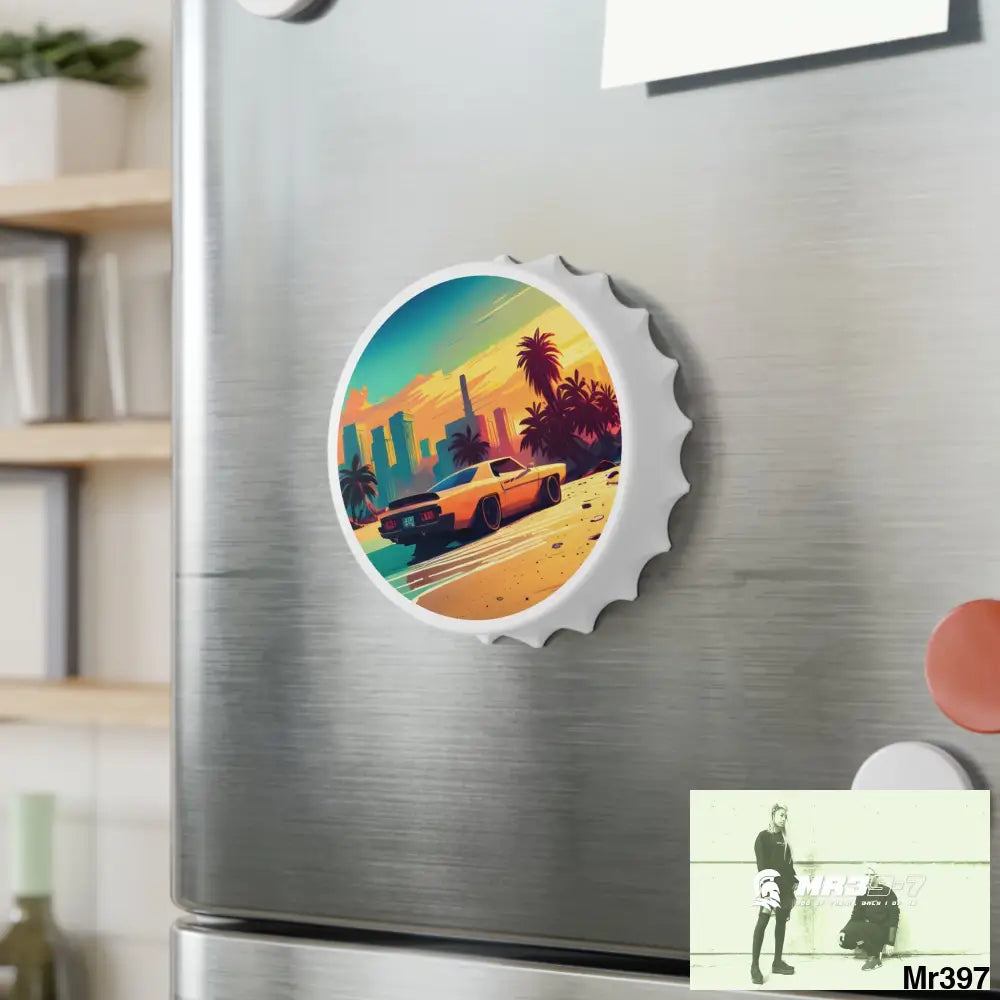 AI Vice themed Magnetic Bottle Opener One size / White Accessories