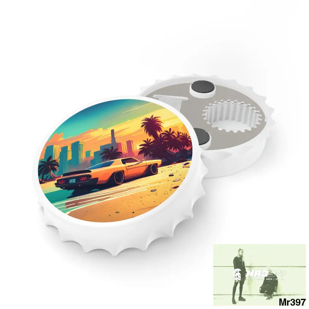 AI Vice themed Magnetic Bottle Opener One size / White Accessories