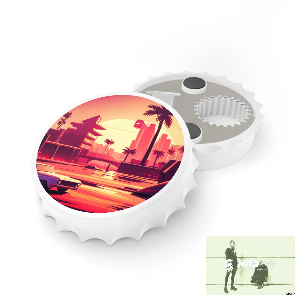 AI Vice themed Vigilante Magnetic Bottle Opener One size / White Accessories