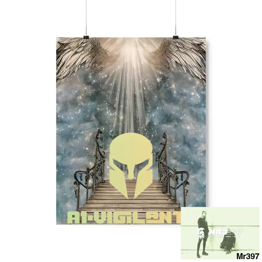 AI Vigilante stairway to heaven. Matte Vertical Posters 16″ x 20″ / Matte Poster