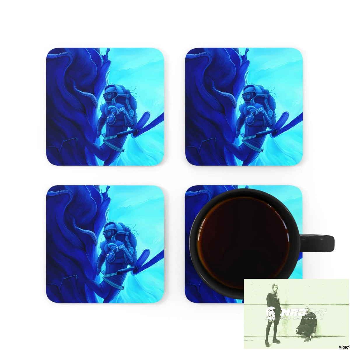 AI Vigilante Vice Scuba 1 penny dive Dahab theme Corkwood Coaster Set Cork / 3.75’’ × 3.75’’ / Square Home Decor