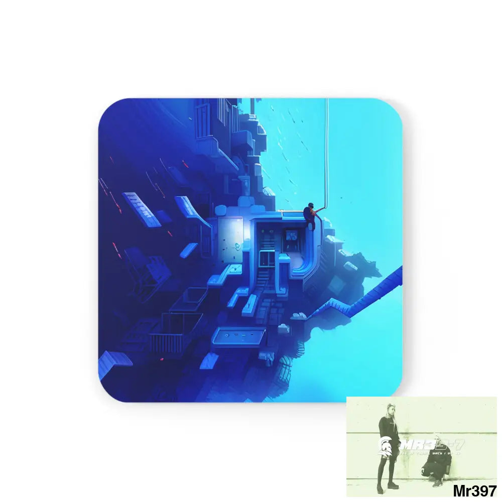 AI Vigilante Vice Scuba 1 penny dive Dahab theme Corkwood Coaster Set Cork / 3.75’’ × 3.75’’ / Square Home Decor