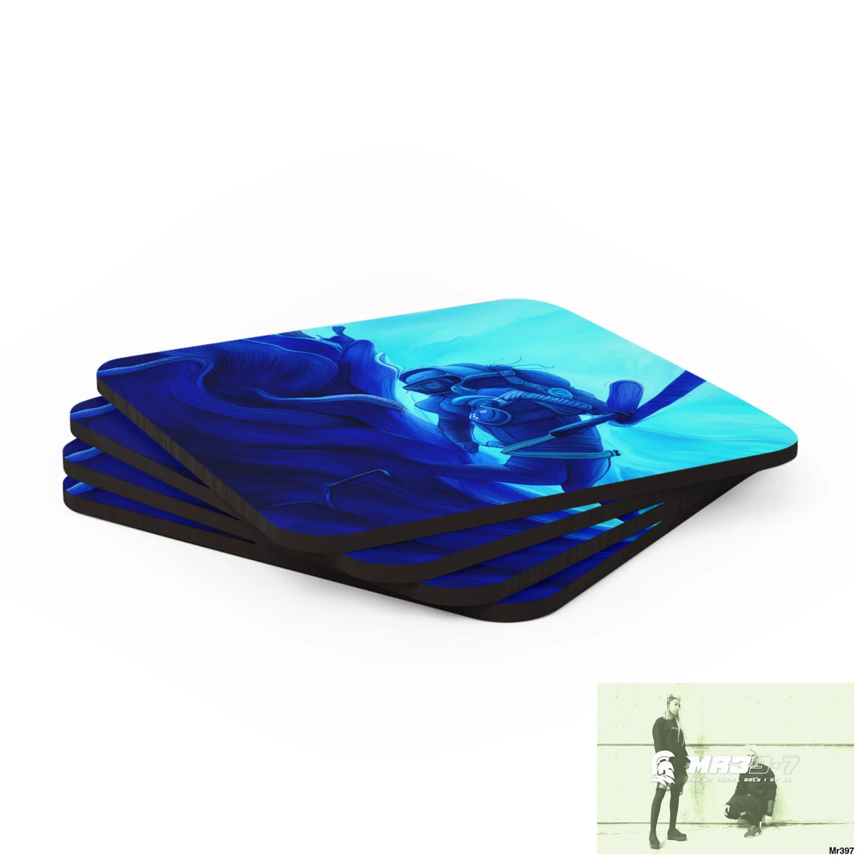 AI Vigilante Vice Scuba 1 penny dive Dahab theme Corkwood Coaster Set Cork / 3.75’’ × 3.75’’ / Square Home Decor