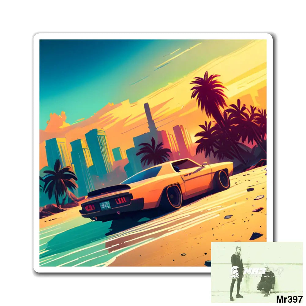 AI Vigilante Vice theme Magnet 3’’ × 3’’ Paper products