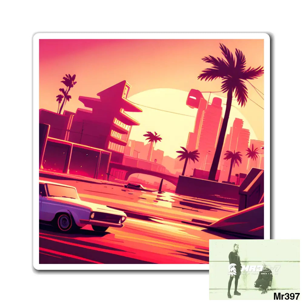 AI Vigilante Vice theme Magnet 3’’ × 3’’ Paper products