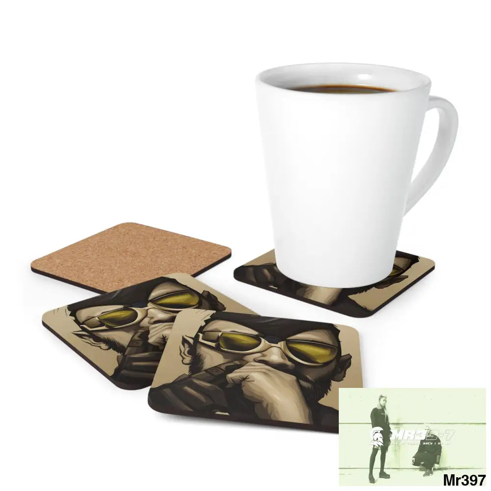 AI Vigilante Vice threat theme Corkwood Coaster Set Cork / 3.75’’ × 3.75’’ / Square Home Decor