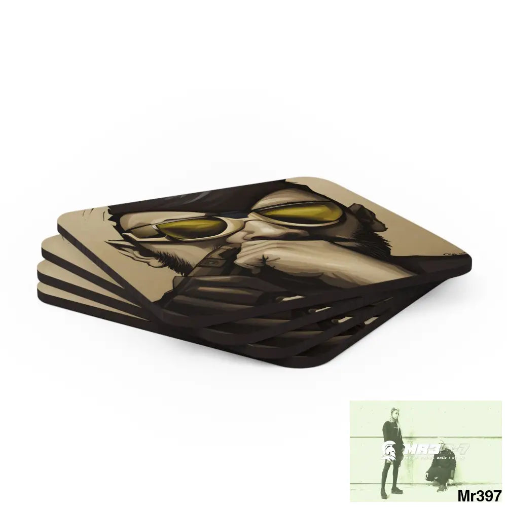 AI Vigilante Vice threat theme Corkwood Coaster Set Cork / 3.75’’ × 3.75’’ / Square Home Decor