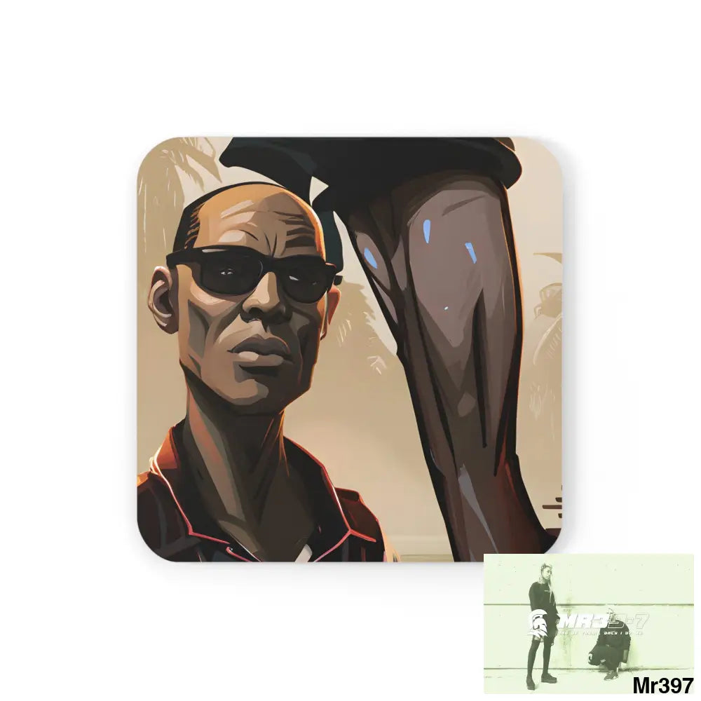 AI Vigilante Vice threat theme Corkwood Coaster Set Cork / 3.75’’ × 3.75’’ / Square Home Decor