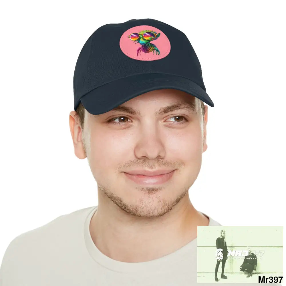 Alien in cool sunglasses Dad Hat with Leather Patch (Round) Hats