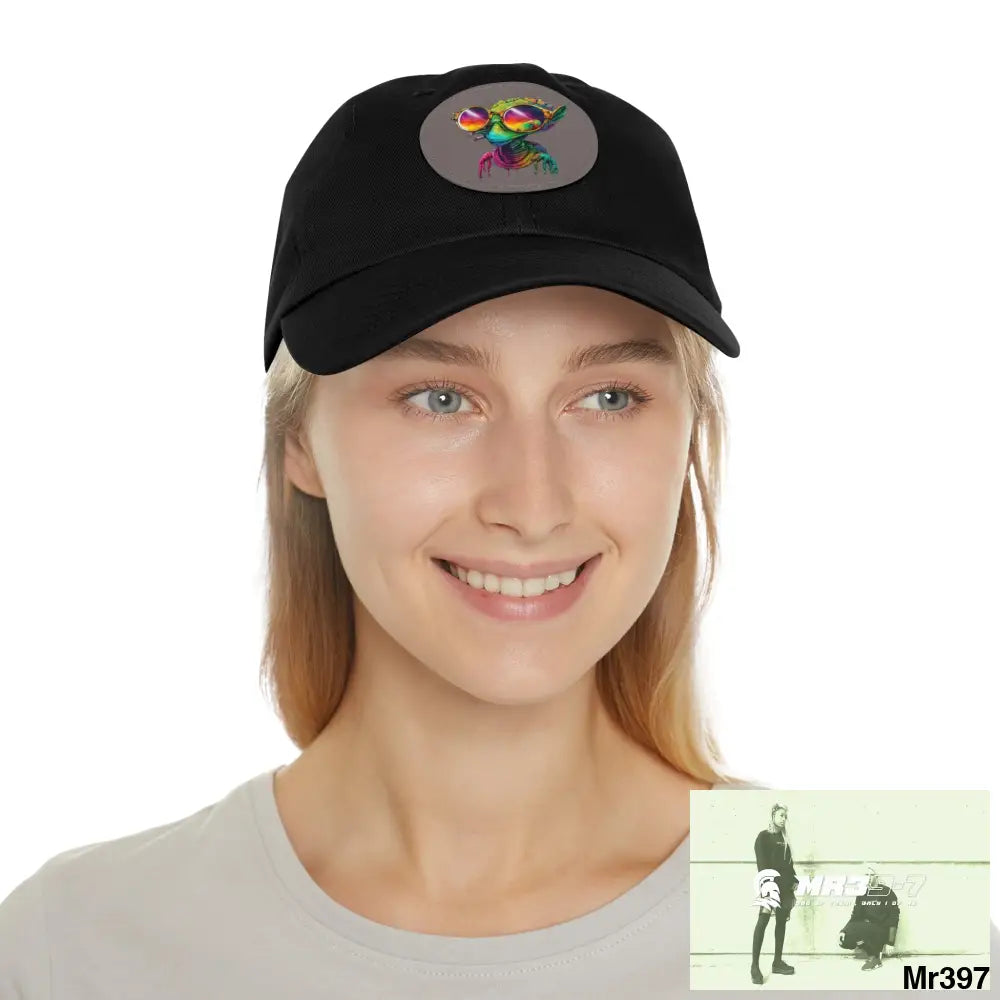 Alien in cool sunglasses Dad Hat with Leather Patch (Round) Hats