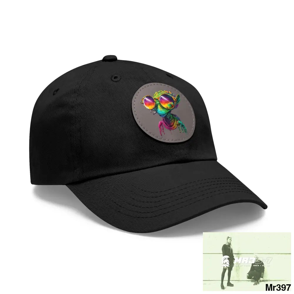Alien in cool sunglasses Dad Hat with Leather Patch (Round) Hats