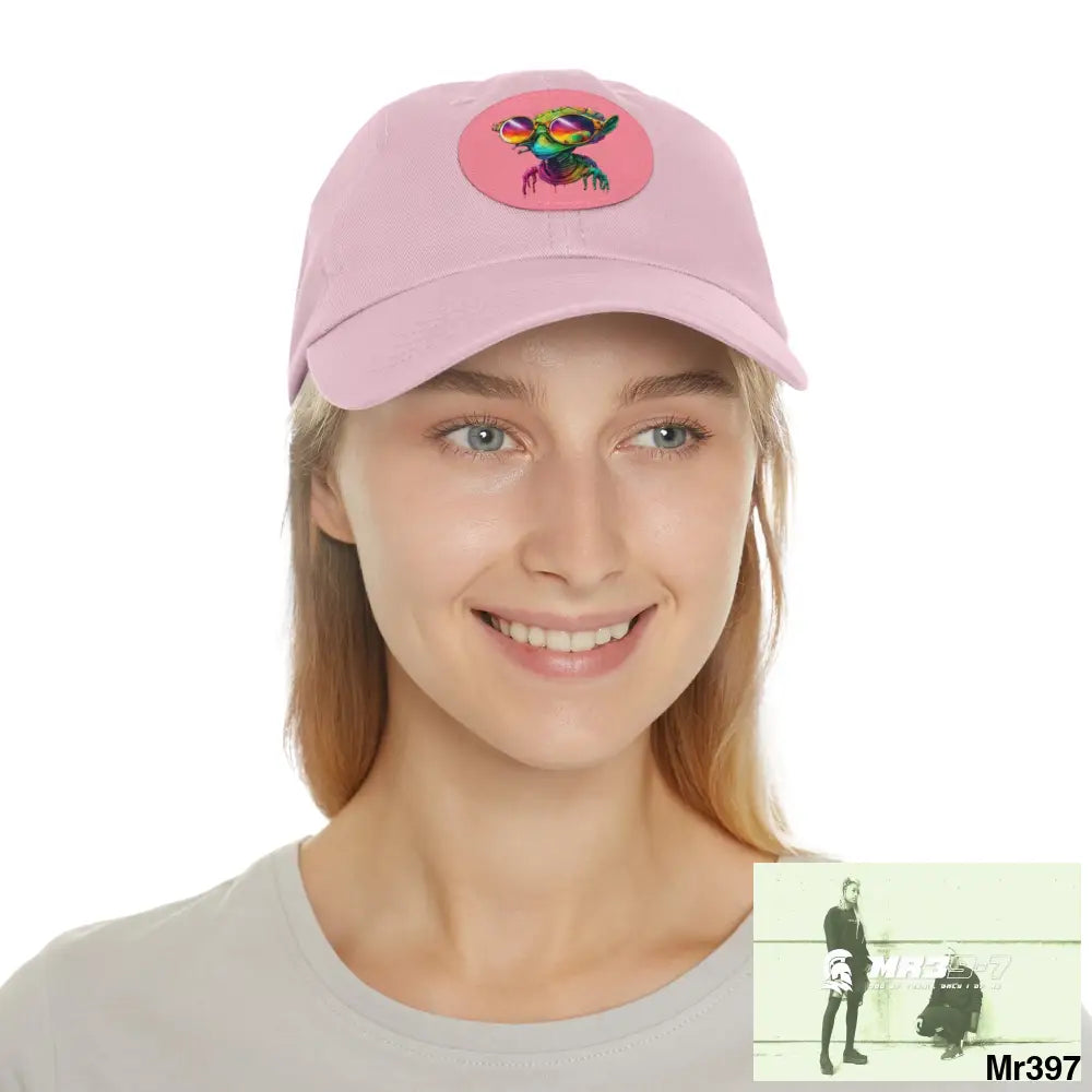 Alien in cool sunglasses Dad Hat with Leather Patch (Round) Hats