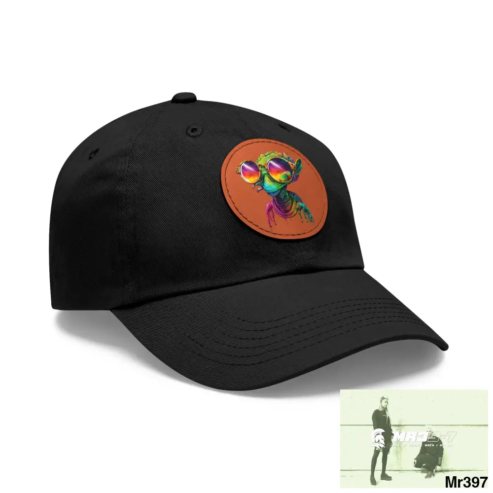 Alien in cool sunglasses Dad Hat with Leather Patch (Round) Hats