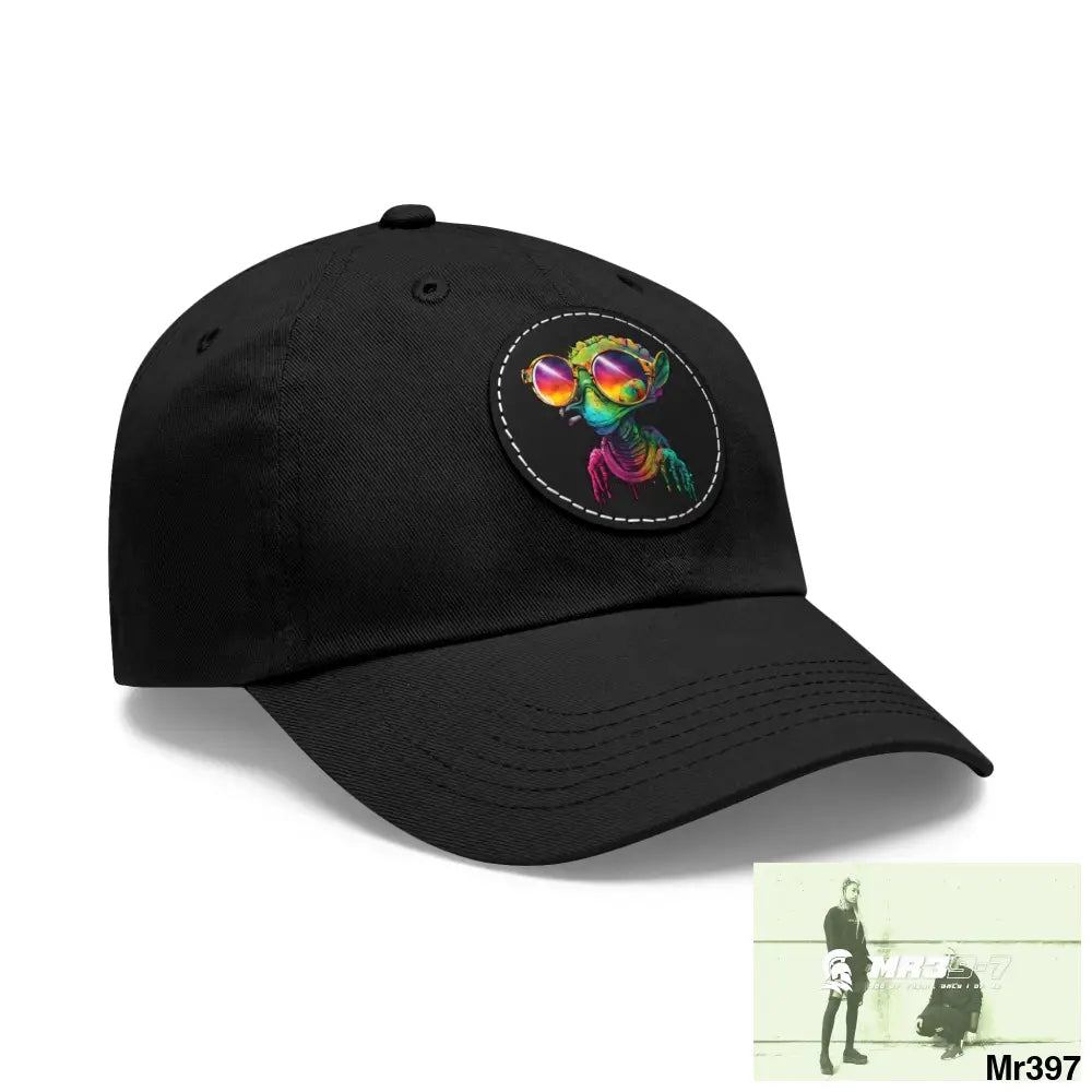 Alien in cool sunglasses Dad Hat with Leather Patch (Round) Hats