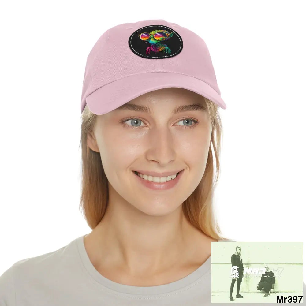 Alien in cool sunglasses Dad Hat with Leather Patch (Round) Hats