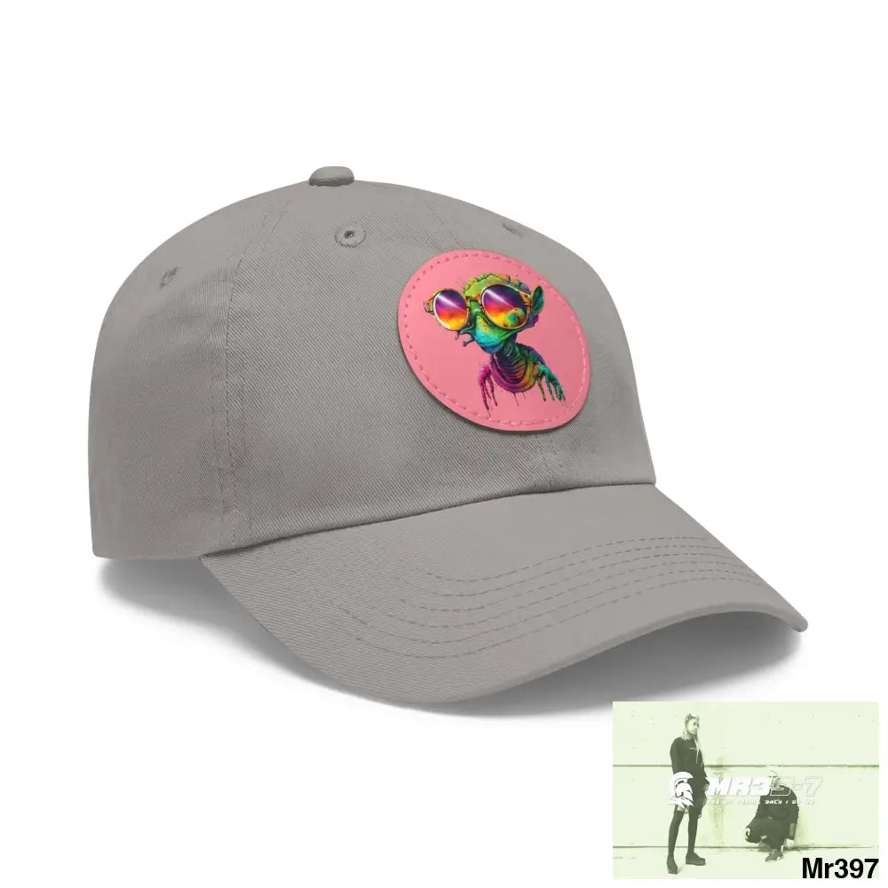 Alien in cool sunglasses Dad Hat with Leather Patch (Round) Hats